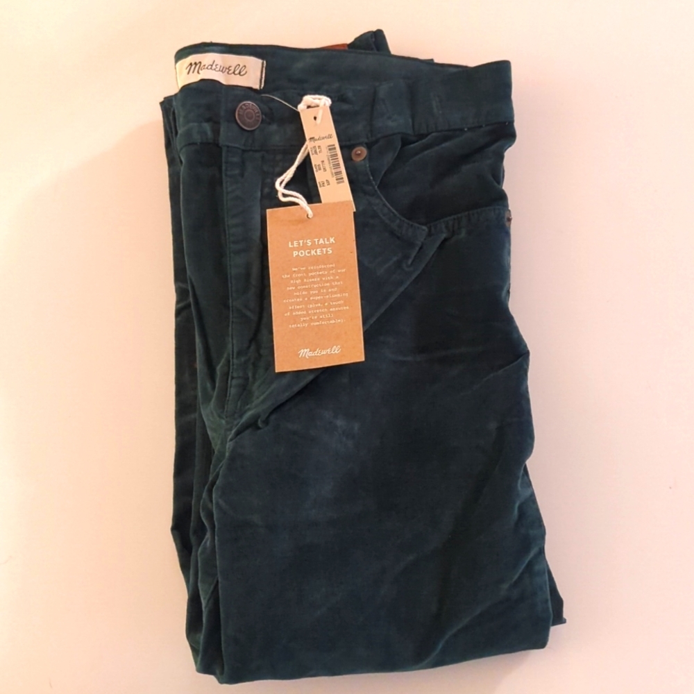 Madewell Dark Green Brushed Denim High Rise Jeans Size 28TL NWT